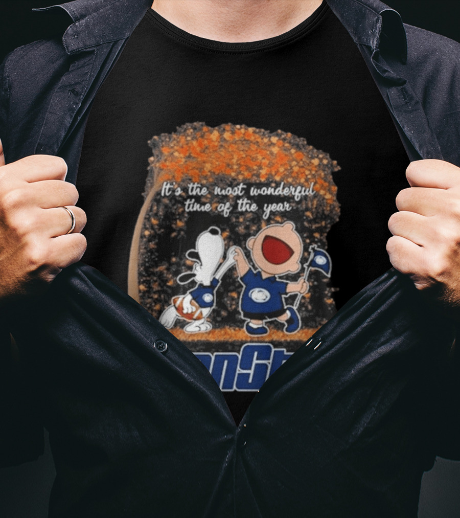 Penn State Nittany Lions Snoopy Charlie Brown Dancing It's The Most Wonderful Time Of The Year T-Shirt