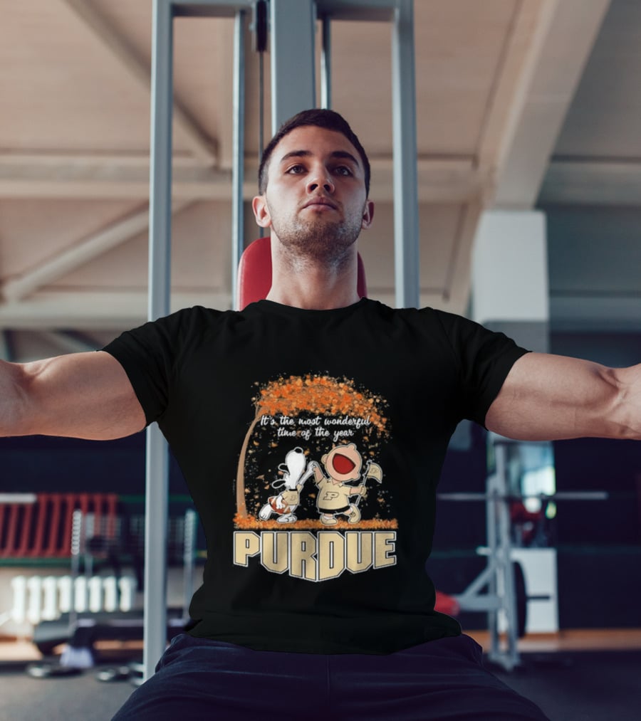 Purdue Boilermakers Snoopy Charlie Brown 2026 Most Wonderful Time Of The Year T-Shirt