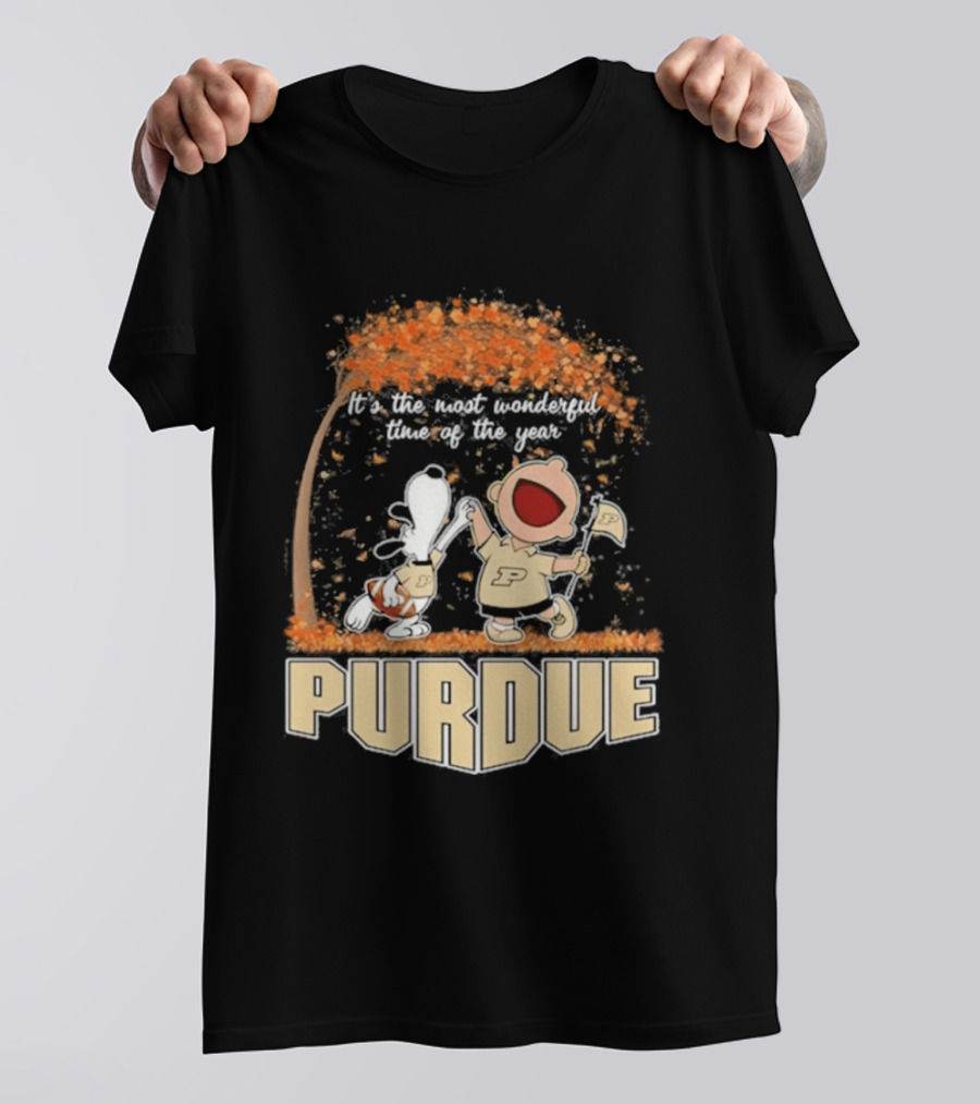 Purdue Boilermakers Snoopy Charlie Brown 2026 Most Wonderful Time Of The Year T-Shirt