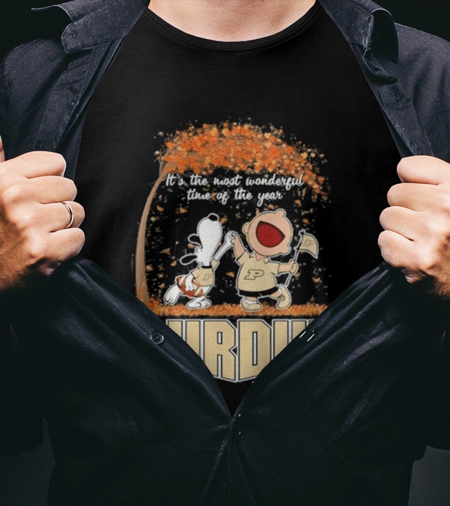 Purdue Boilermakers Snoopy Charlie Brown 2026 Most Wonderful Time Of The Year T-Shirt