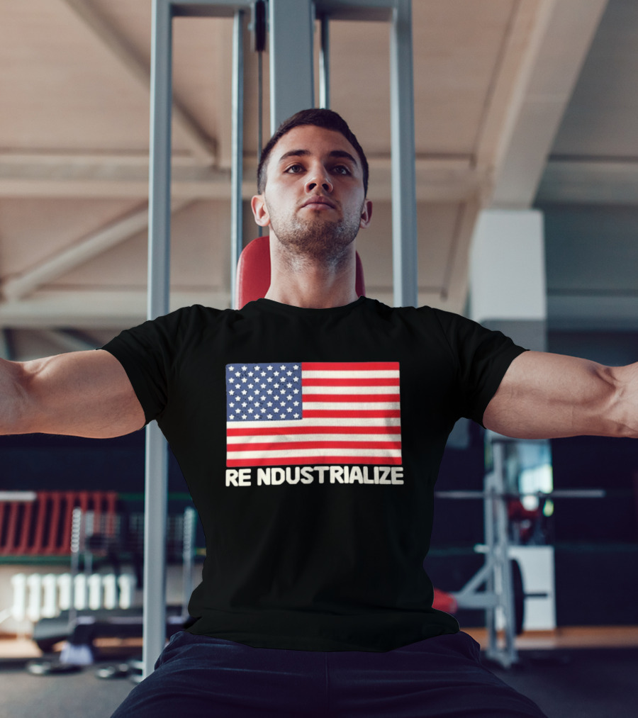 Reindustrialize United States Flag Stars And Stripes T-Shirt