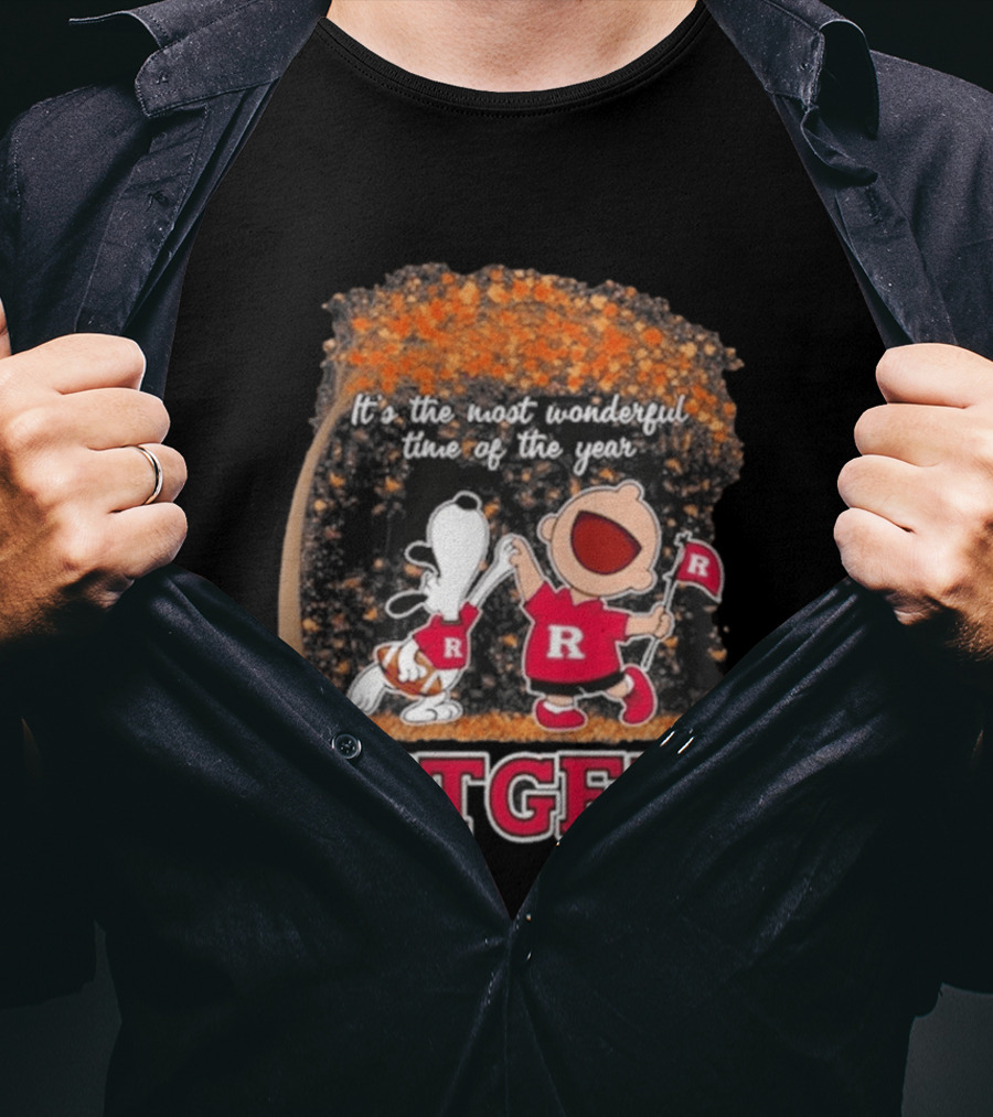 Rutgers Scarlet Knights Snoopy Charlie Brown It's The Most Wonderful Time Of The Year 2026 T-Shirt