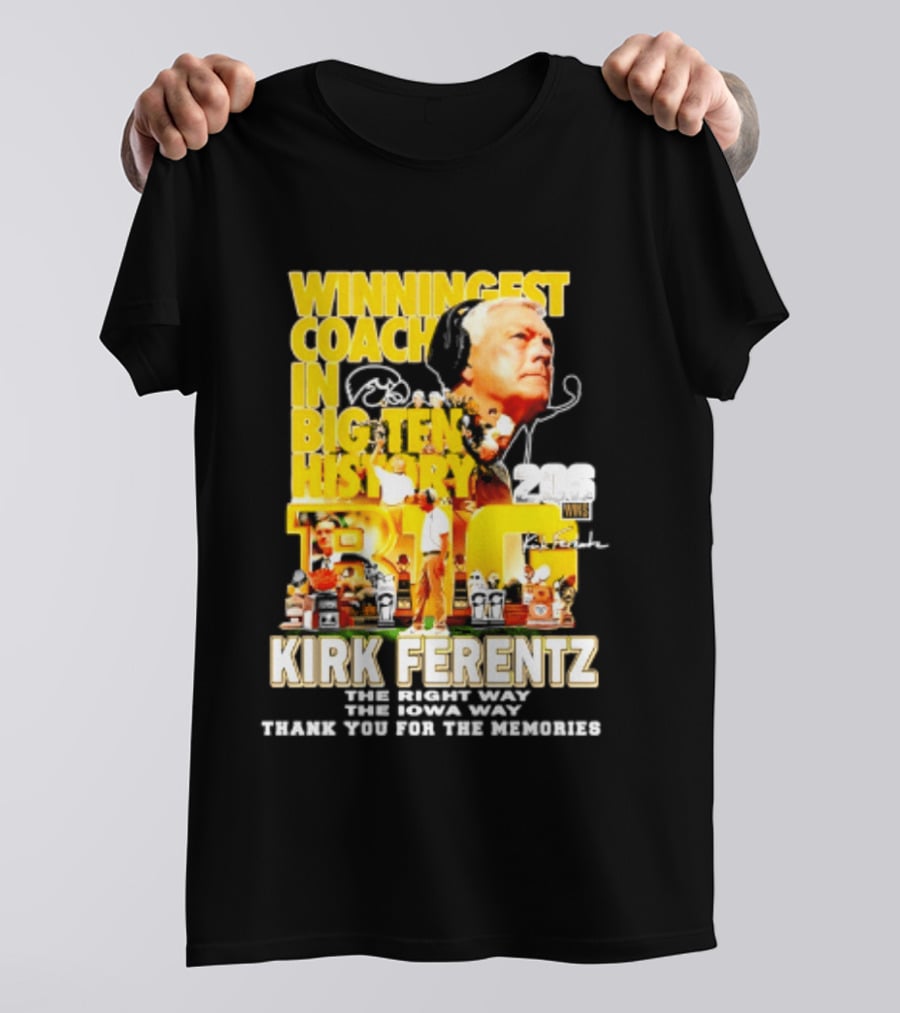Kirk Ferentz Winningest Coach Big Ten History Iowa Hawkeyes Memories T-Shirt