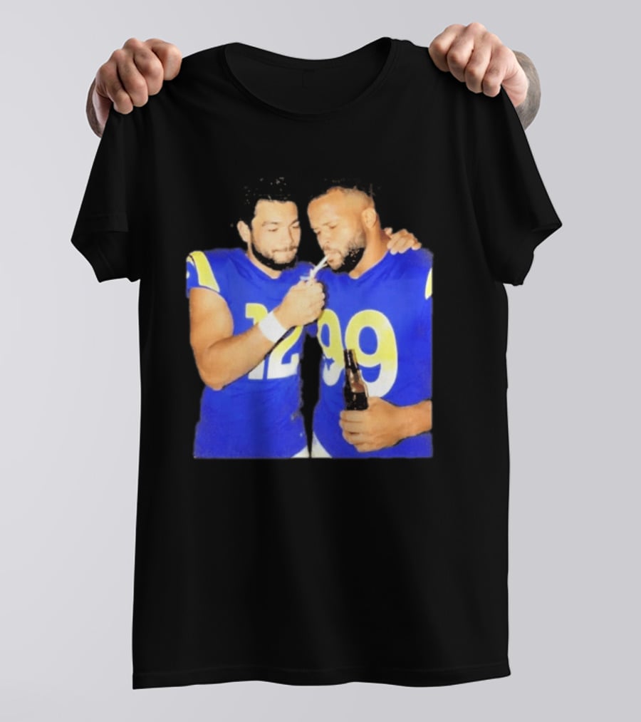 Los Angeles Rams Puka Nacua Aaron Donald Smoking Drinking NFL Football Team Players T-Shirt