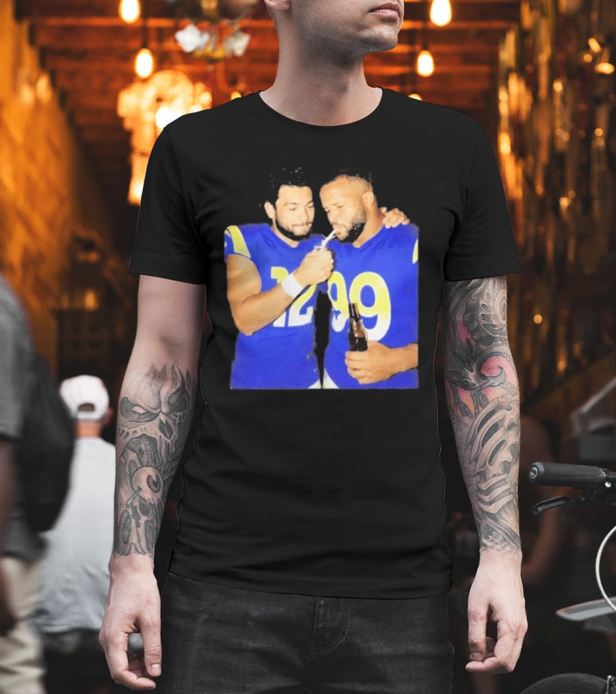 Los Angeles Rams Puka Nacua Aaron Donald Smoking Drinking NFL Football Team Players T-Shirt
