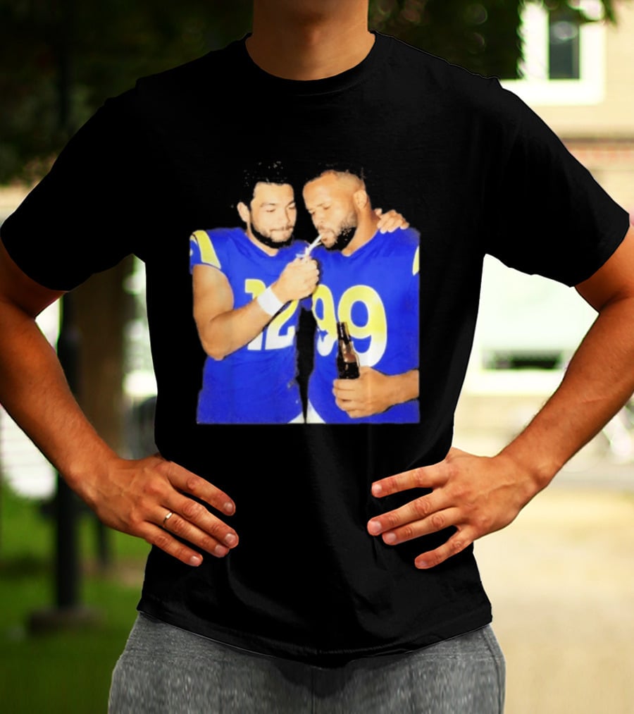 Los Angeles Rams Puka Nacua Aaron Donald Smoking Drinking NFL Football Team Players T-Shirt
