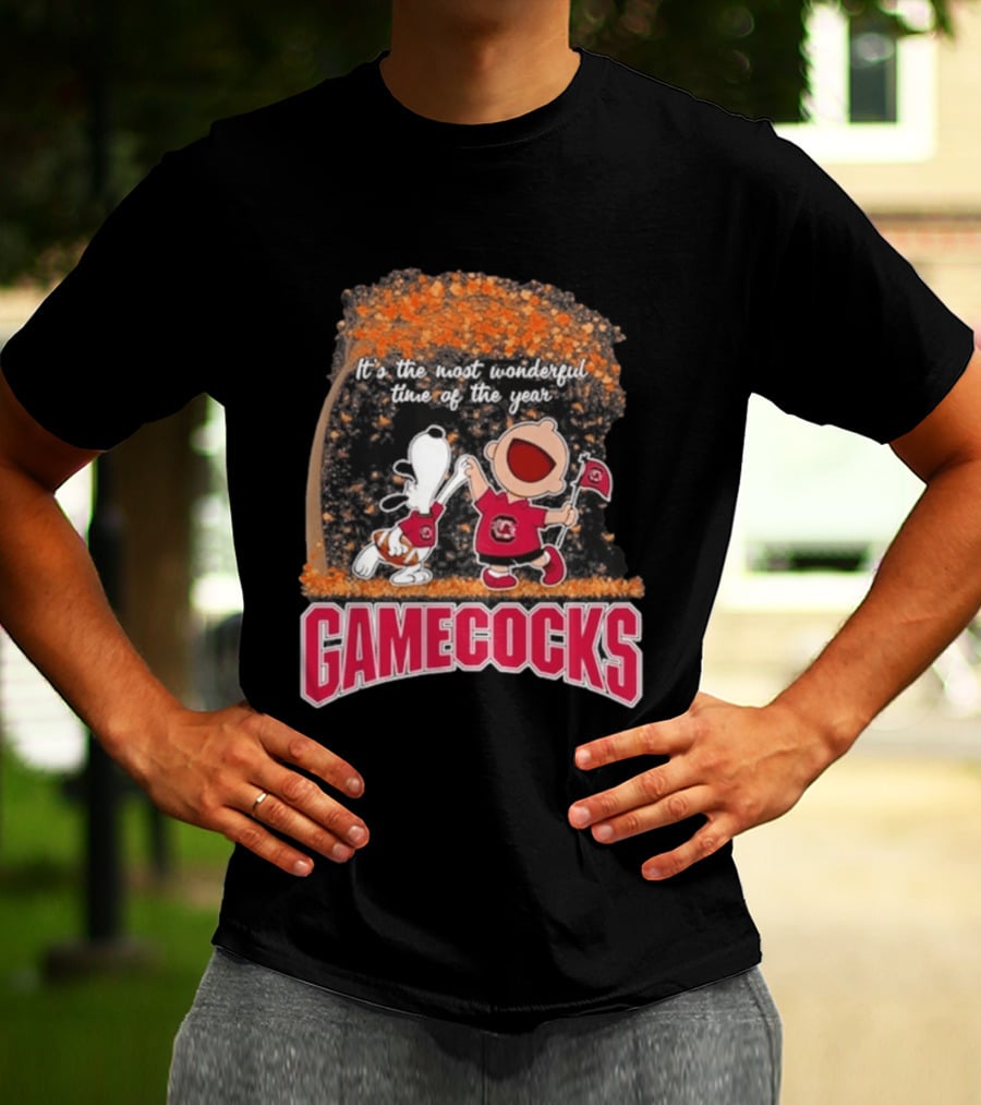 South Carolina Gamecocks Snoopy Charlie Brown 2026 It's The Most Wonderful Time Of The Year T-Shirt