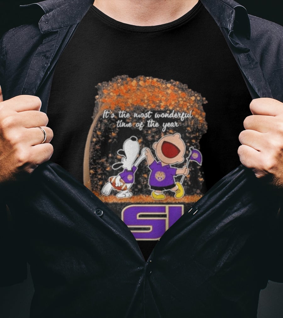 LSU Tigers Snoopy Charlie Brown 2026 Most Wonderful Time T-Shirt