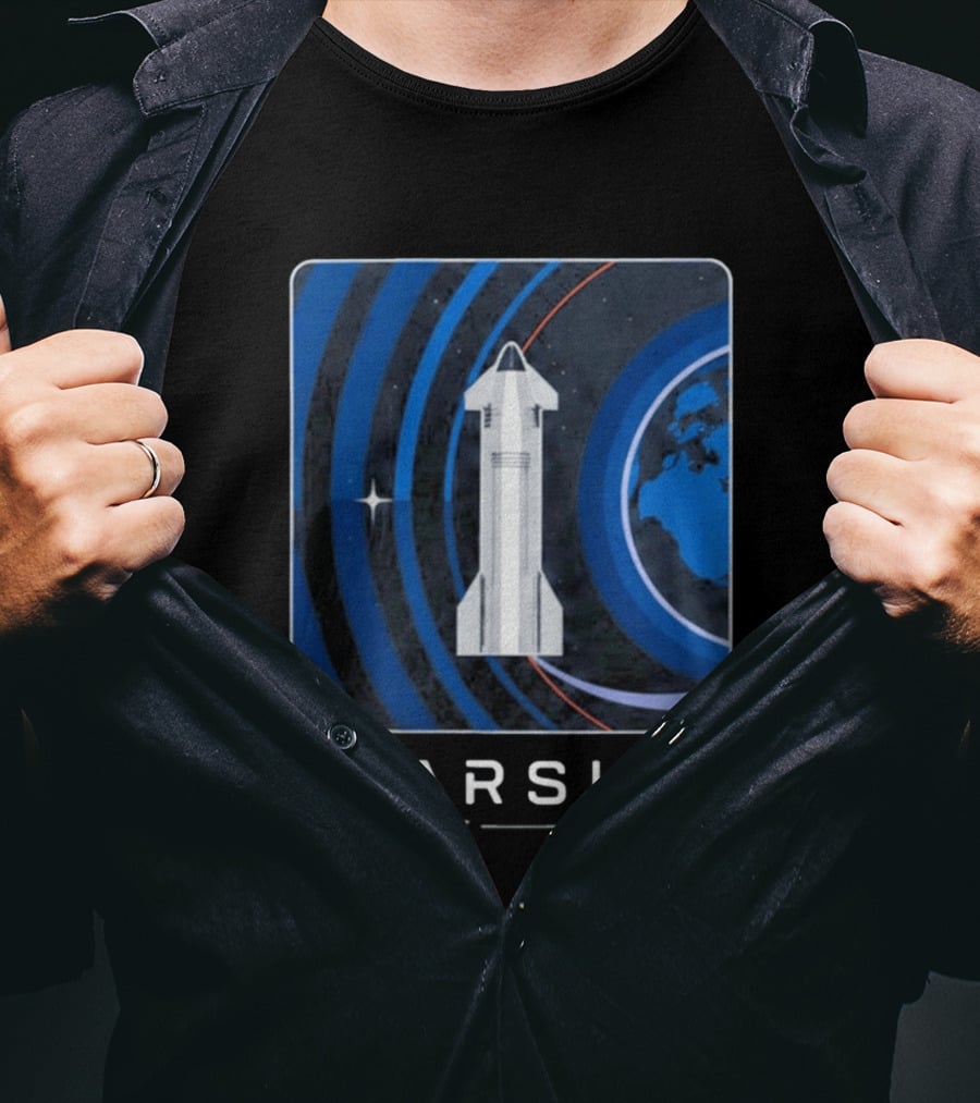 Starship First Orbital Flight Milestone Earth Icon And Concentric Rings T-Shirt