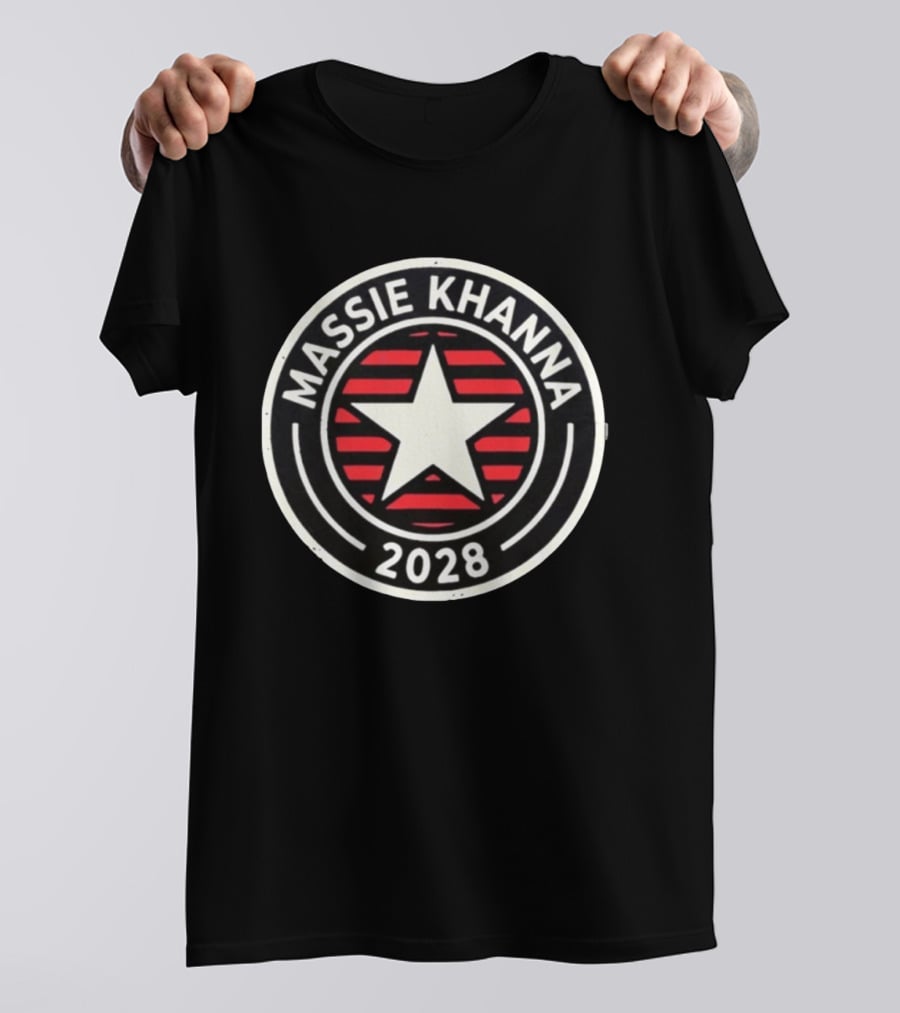 Massie Khanna 2028 White Star Red Stripes Circular T-Shirt