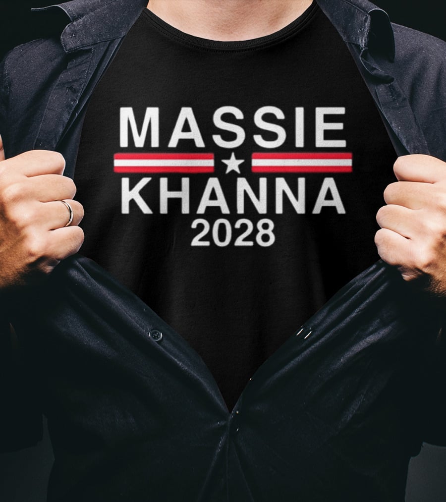 Massie Khanna 2028 Election Campaign Patriotic Star And Stripes T-Shirt
