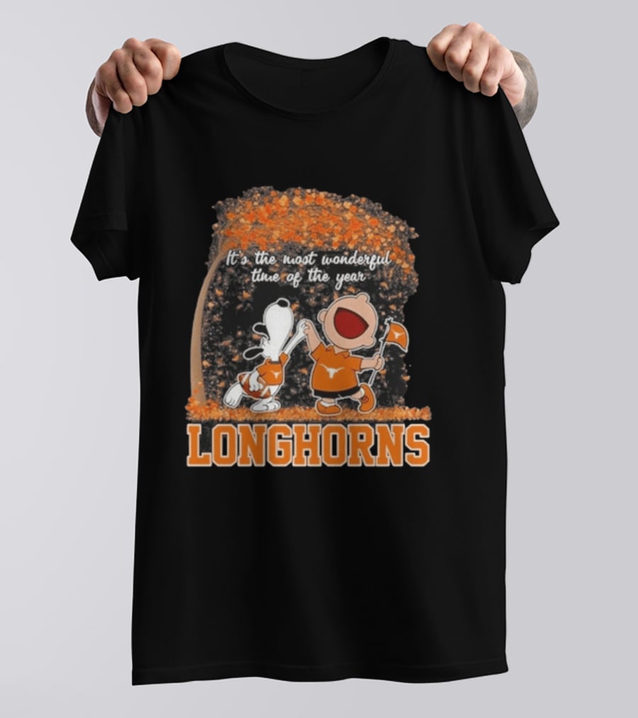 Texas Longhorns Snoopy Charlie Brown Most Wonderful Time Of The Year T-Shirt