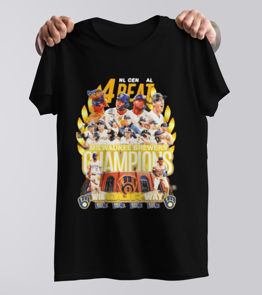 Milwaukee Brewers Champions 4peat NL Central Win Our Way T-Shirt
