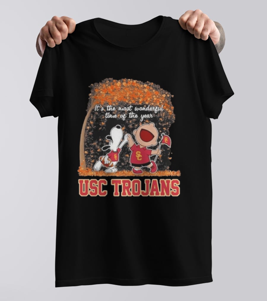 USC Trojans Snoopy Charlie Brown Dancing 2026 Most Wonderful Time Of The Year T-Shirt
