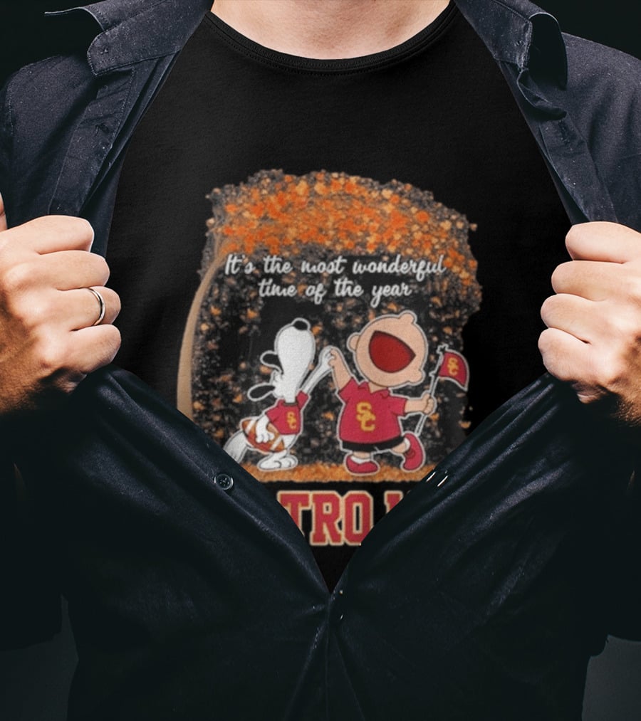 USC Trojans Snoopy Charlie Brown Dancing 2026 Most Wonderful Time Of The Year T-Shirt