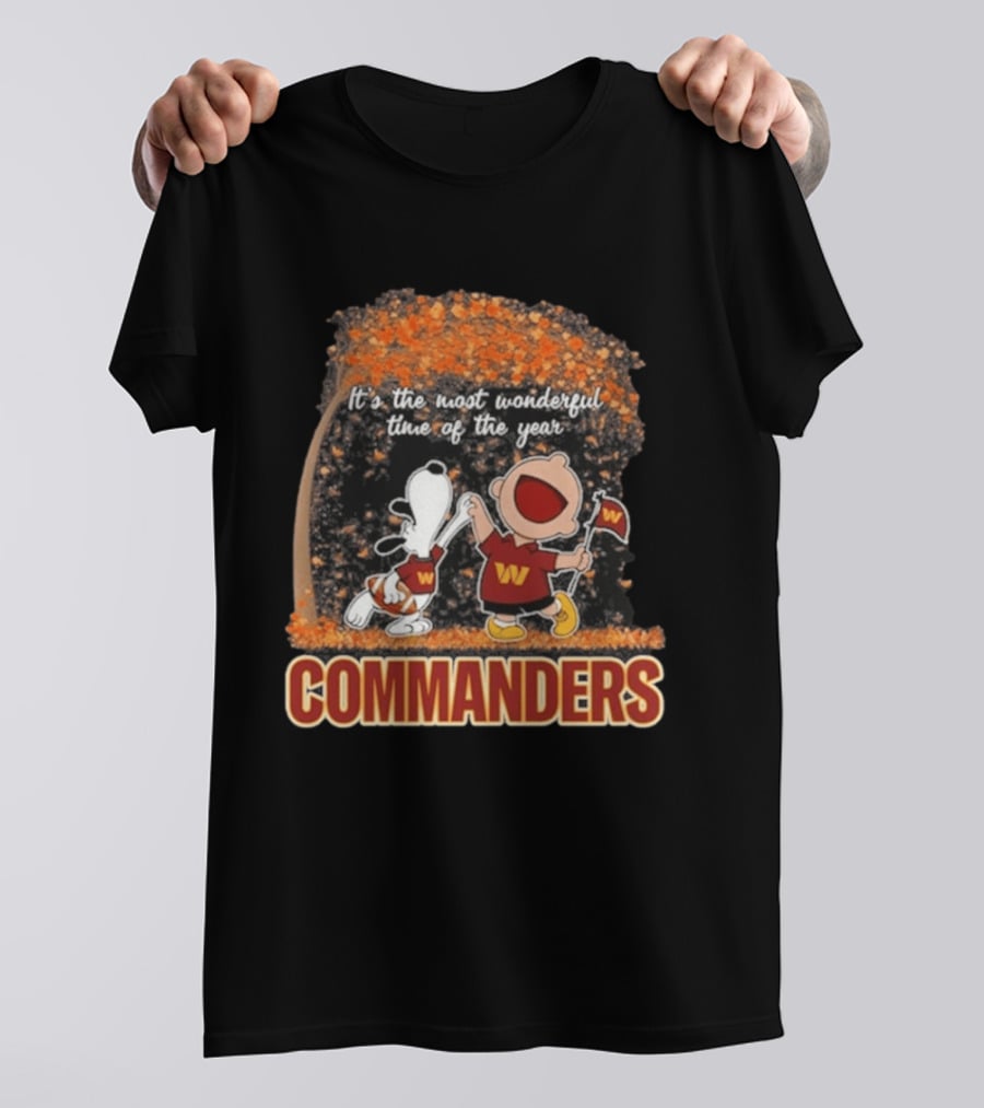 Washington Commanders Snoopy Charlie Brown Dancing 2026 Most Wonderful Time Of The Year T-Shirt