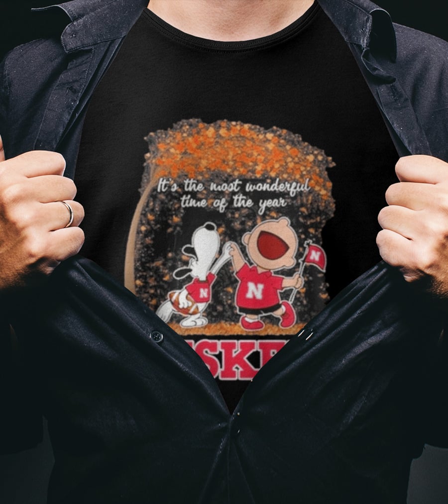Huskers Snoopy Charlie Brown It's The Most Wonderful Time Of The Year T-Shirt