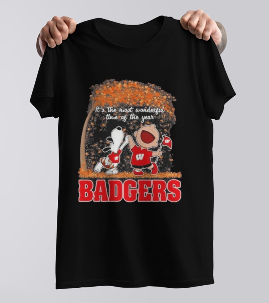 Wisconsin Badgers Snoopy Charlie Brown It's The Most Wonderful Time Of The Year 2026 T-Shirt