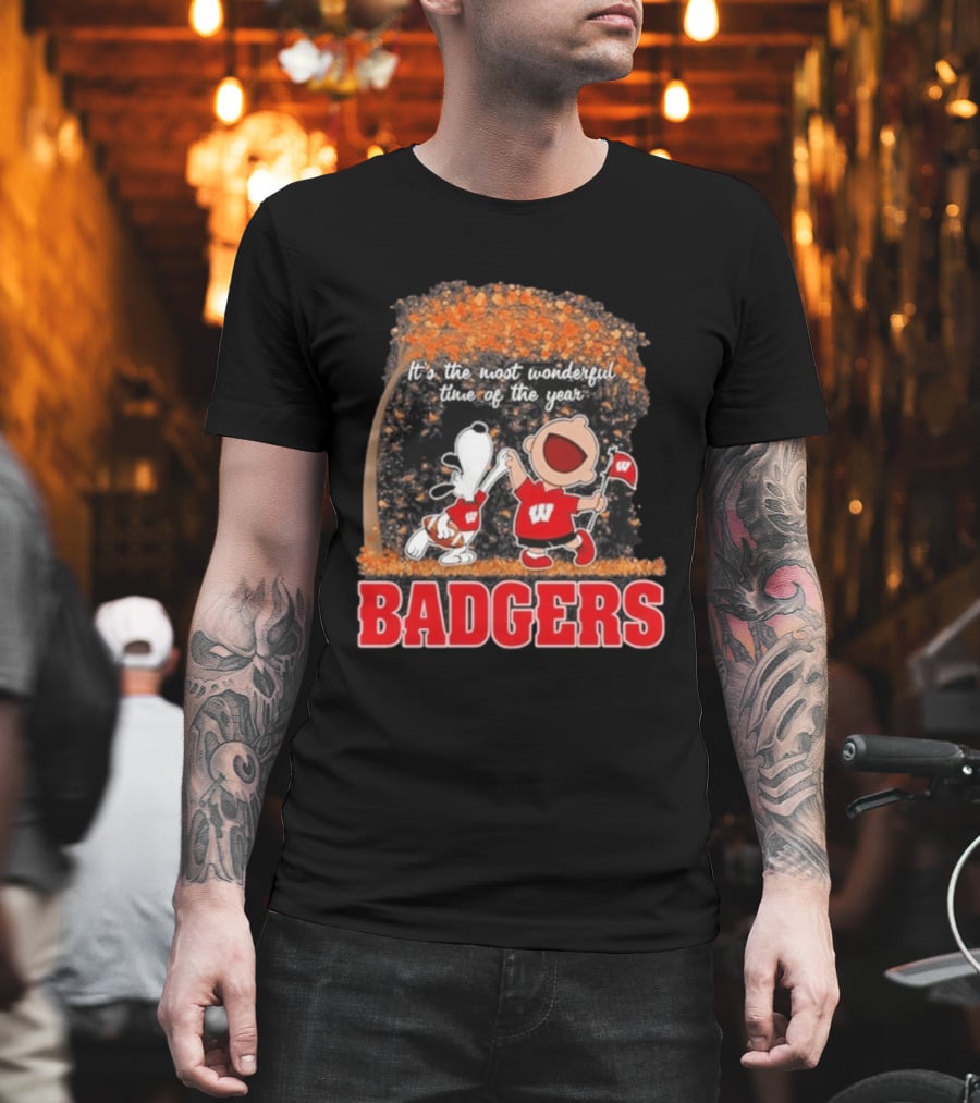 Wisconsin Badgers Snoopy Charlie Brown It's The Most Wonderful Time Of The Year 2026 T-Shirt