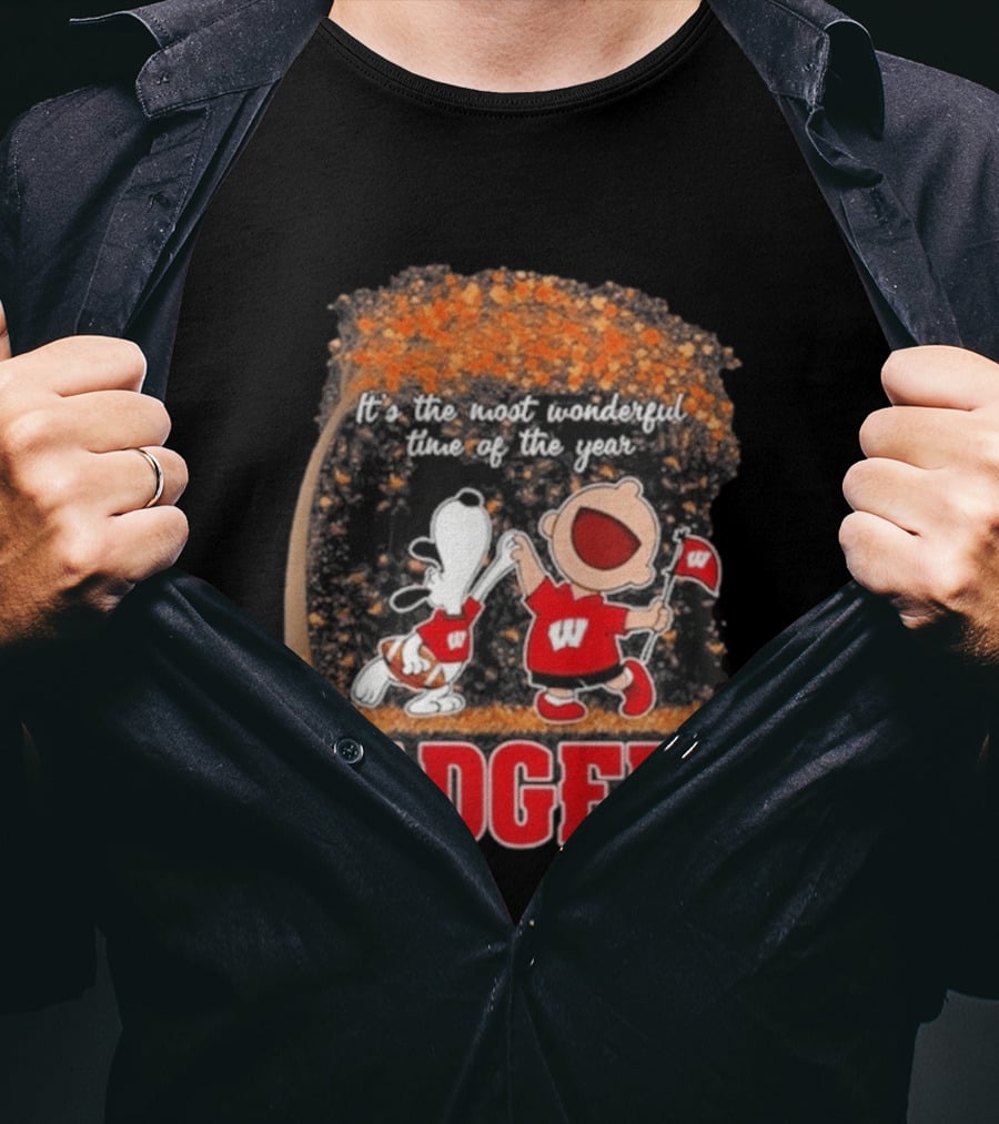 Wisconsin Badgers Snoopy Charlie Brown It's The Most Wonderful Time Of The Year 2026 T-Shirt