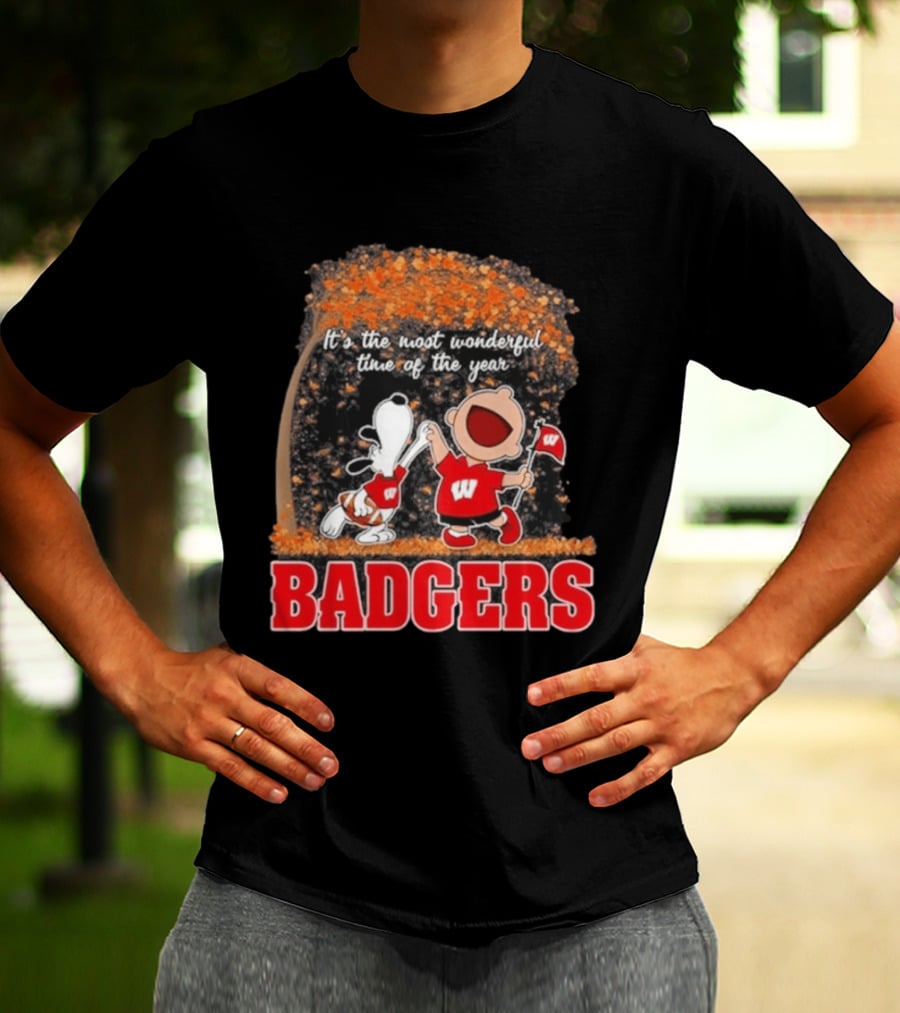 Wisconsin Badgers Snoopy Charlie Brown It's The Most Wonderful Time Of The Year 2026 T-Shirt