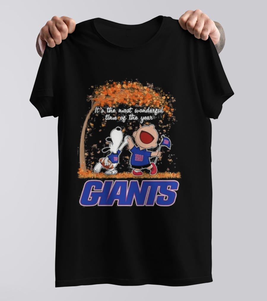 New York Giants Snoopy Charlie Brown 2026 Most Wonderful Time T-Shirt