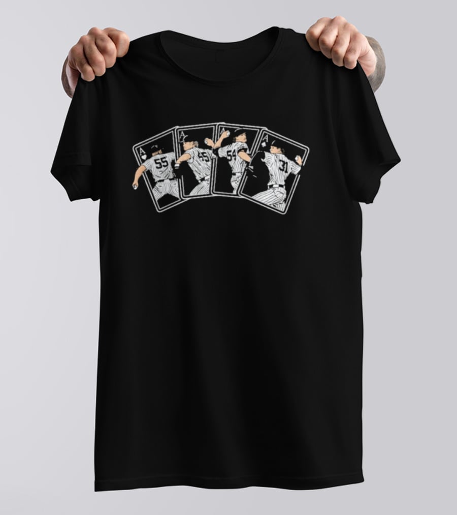 Yankees Four Aces Playing Cards Baseball Pitchers 55 45 99 34 T-Shirt