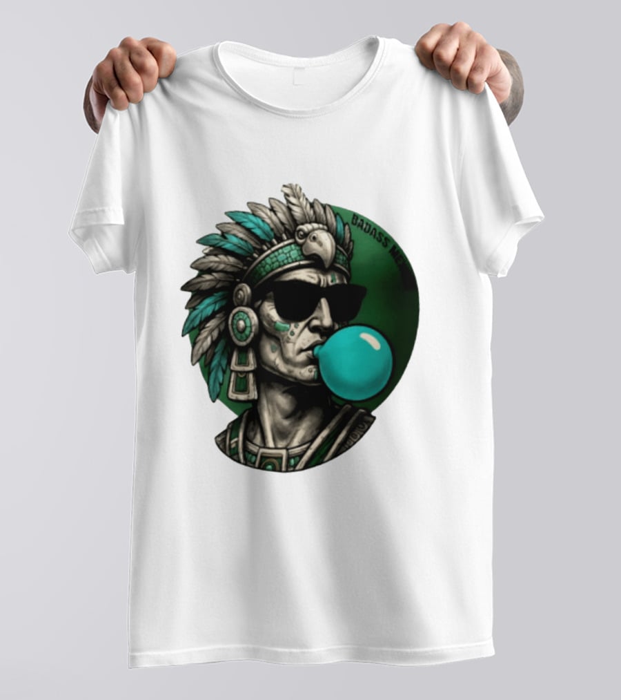 Aztec Warrior With Sunglasses Chewing Bubble Gum Badass Mexicans T-Shirt