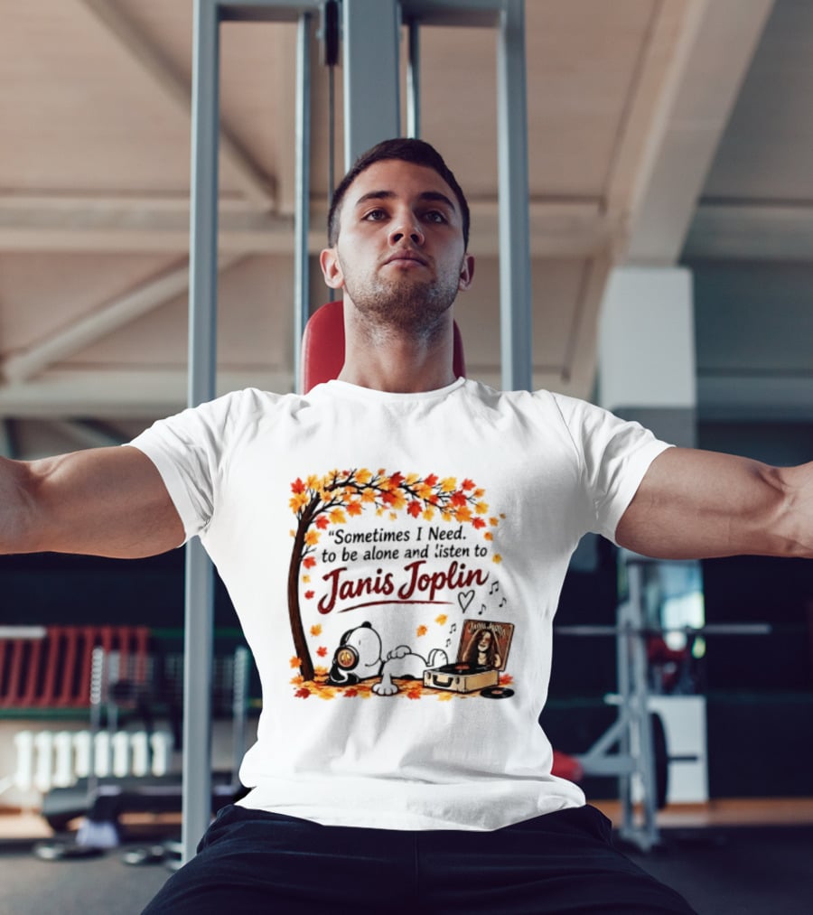 Snoopy Sometimes I Need To Be Alone And Listen To Janis Joplin Under Autumn Tree T-Shirt