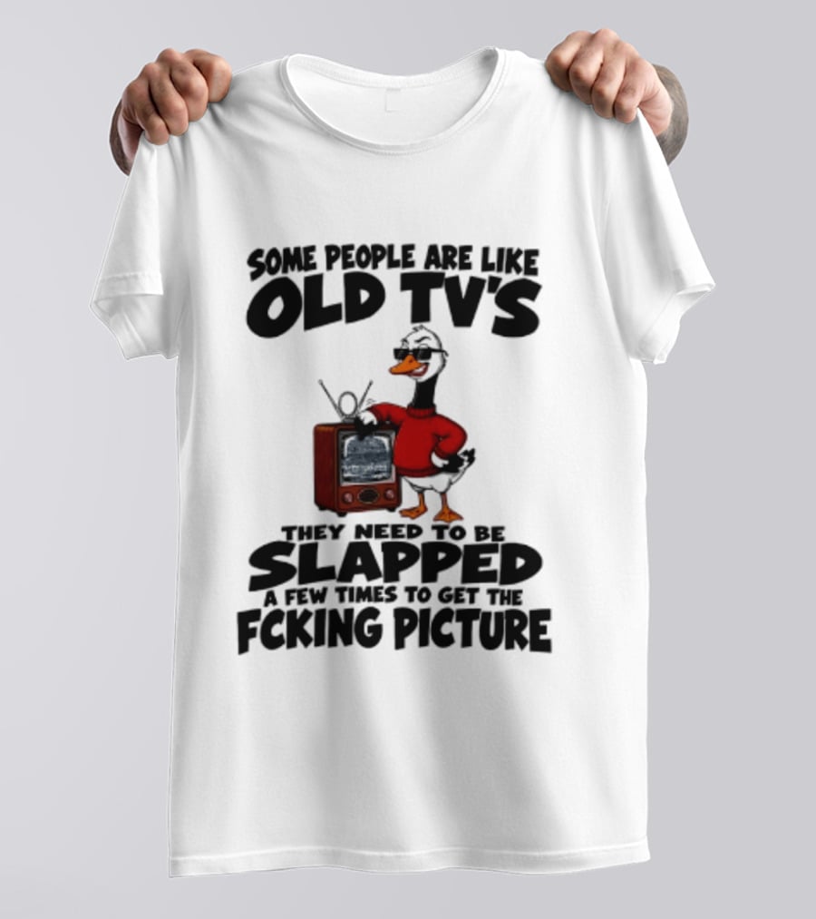 Some People Are Like Old TVs Need To Be Slapped Duck T-Shirt