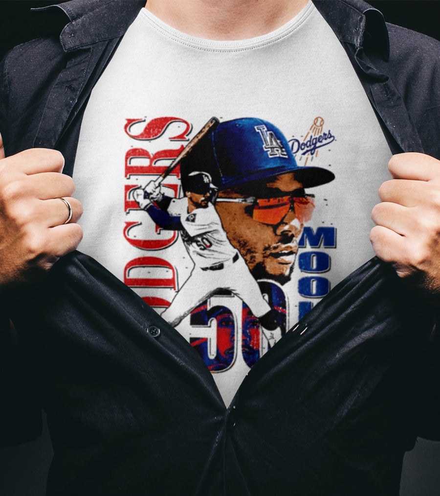 Los Angeles Dodgers Mookie Betts 50 Baseball Player Two Sided T-Shirt