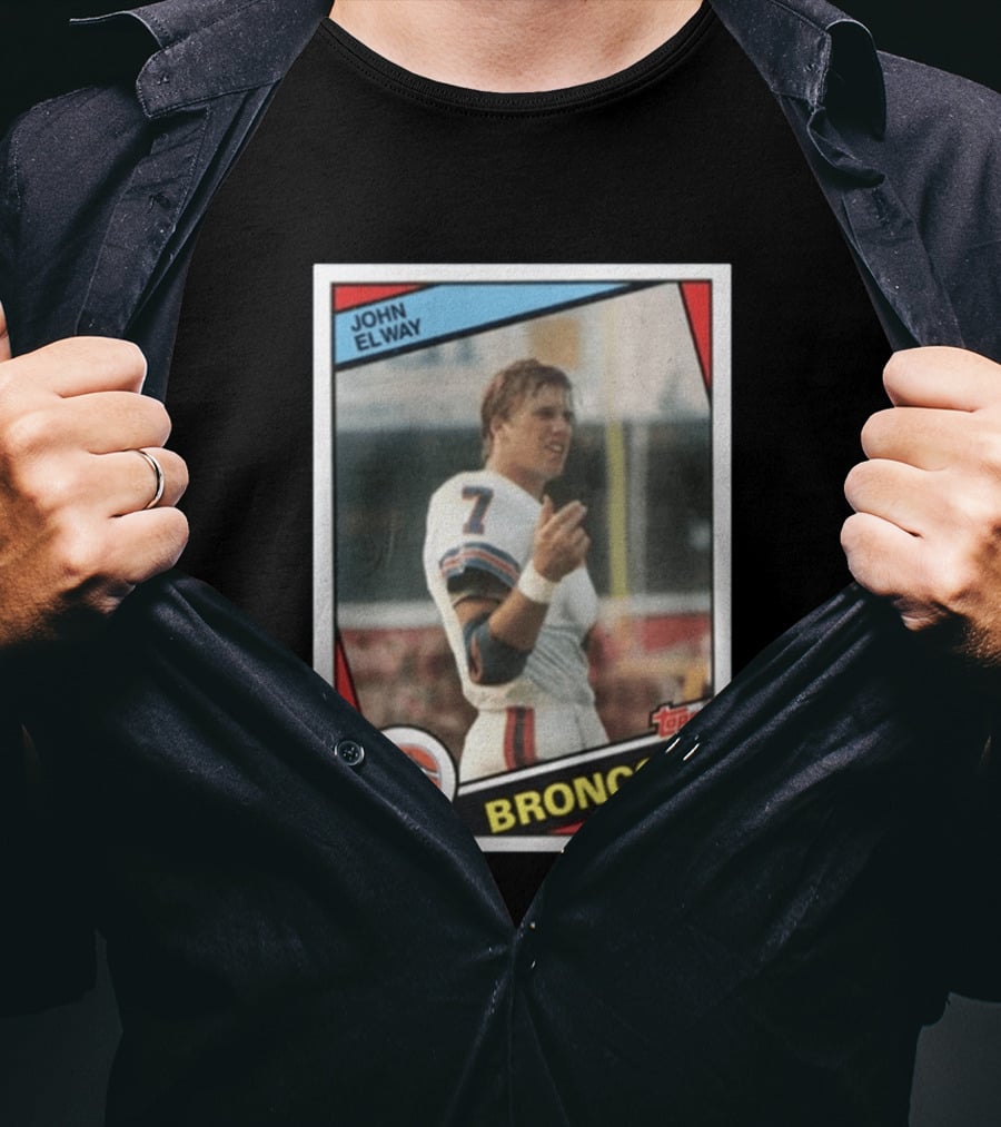 Brandon Perna John Elway Broncos Topps Card NFL QB T-Shirt