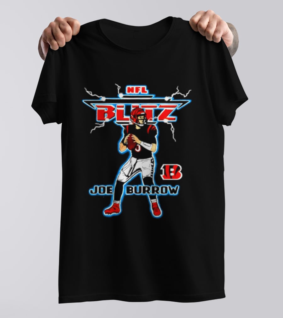 Cincinnati Bengals Joe Burrow NFL Blitz Lightning B T-Shirt