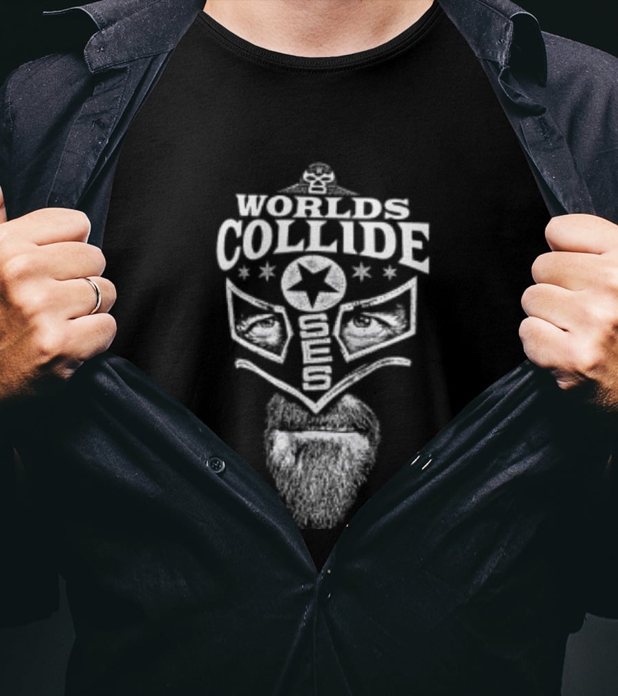 CM Punk Worlds Collide Chicago Mask Star Symbol Two Sided T-Shirt