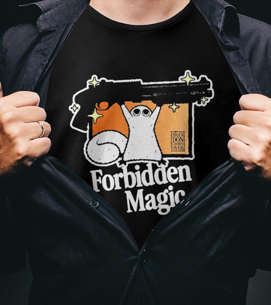Forbidden Magic Ghost With Shotgun And Sparkles T-Shirt