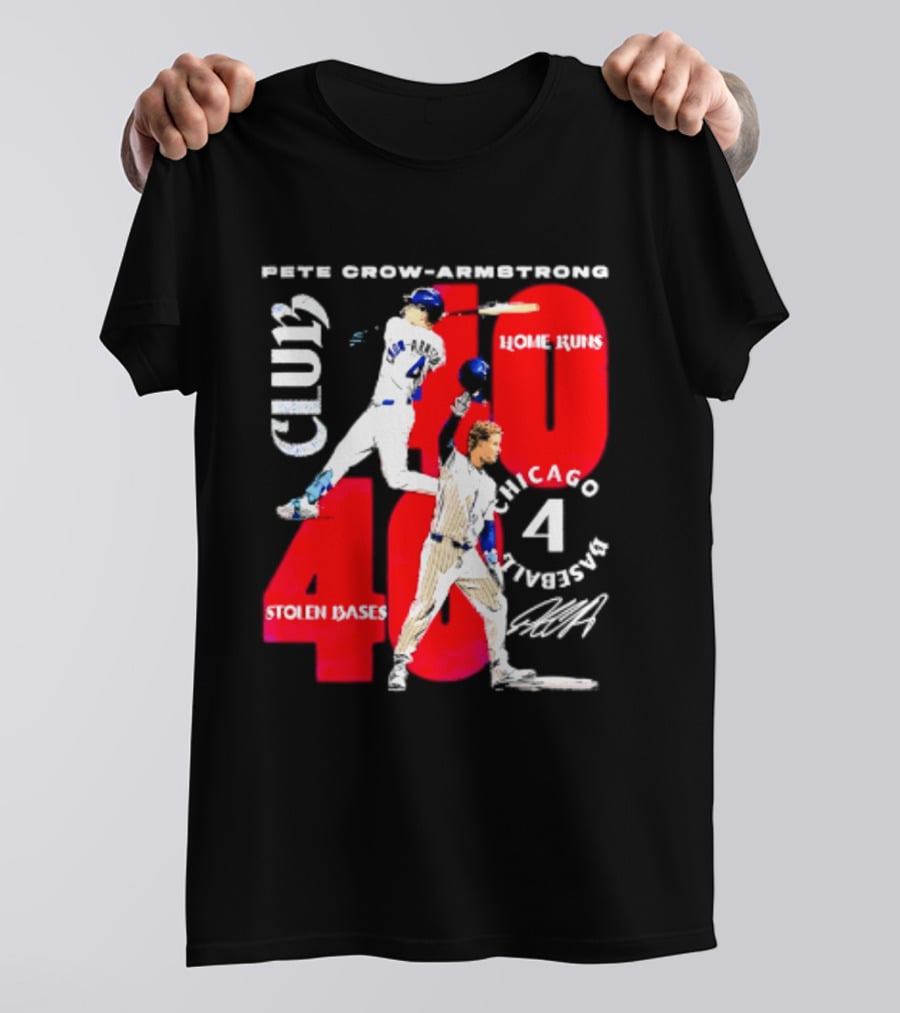 Pete Crow Armstrong Chicago Cubs 40 Home Runs 40 Stolen Bases Club Grunge T-Shirt