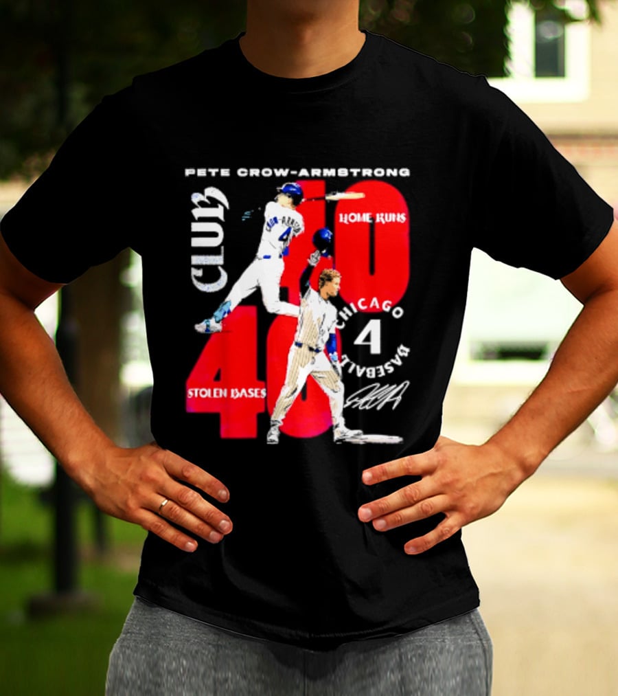 Pete Crow Armstrong Chicago Cubs 40 Home Runs 40 Stolen Bases Club Grunge T-Shirt