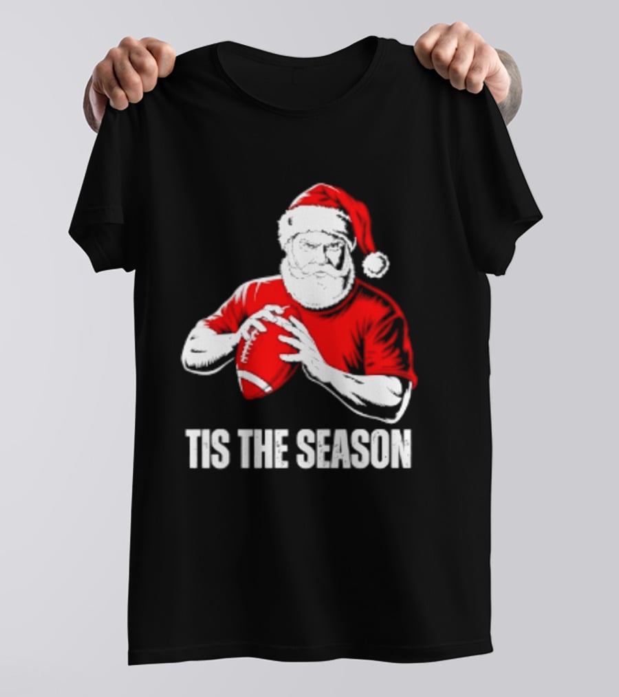 Santa Claus Playing Football Tis The Season Christmas 2026 T-Shirt