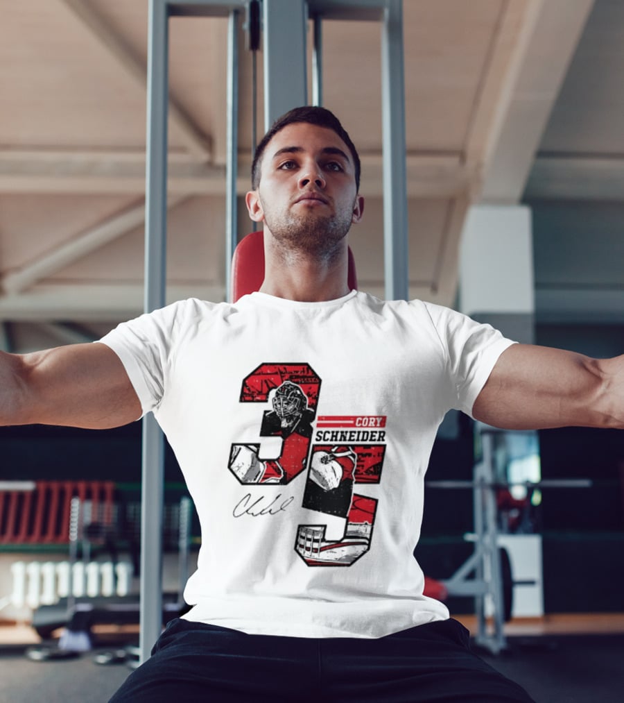 Cory Schneider New Jersey Devils 35 Signature Offset T-Shirt