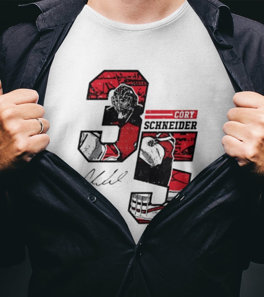 Cory Schneider New Jersey Devils 35 Signature Offset T-Shirt