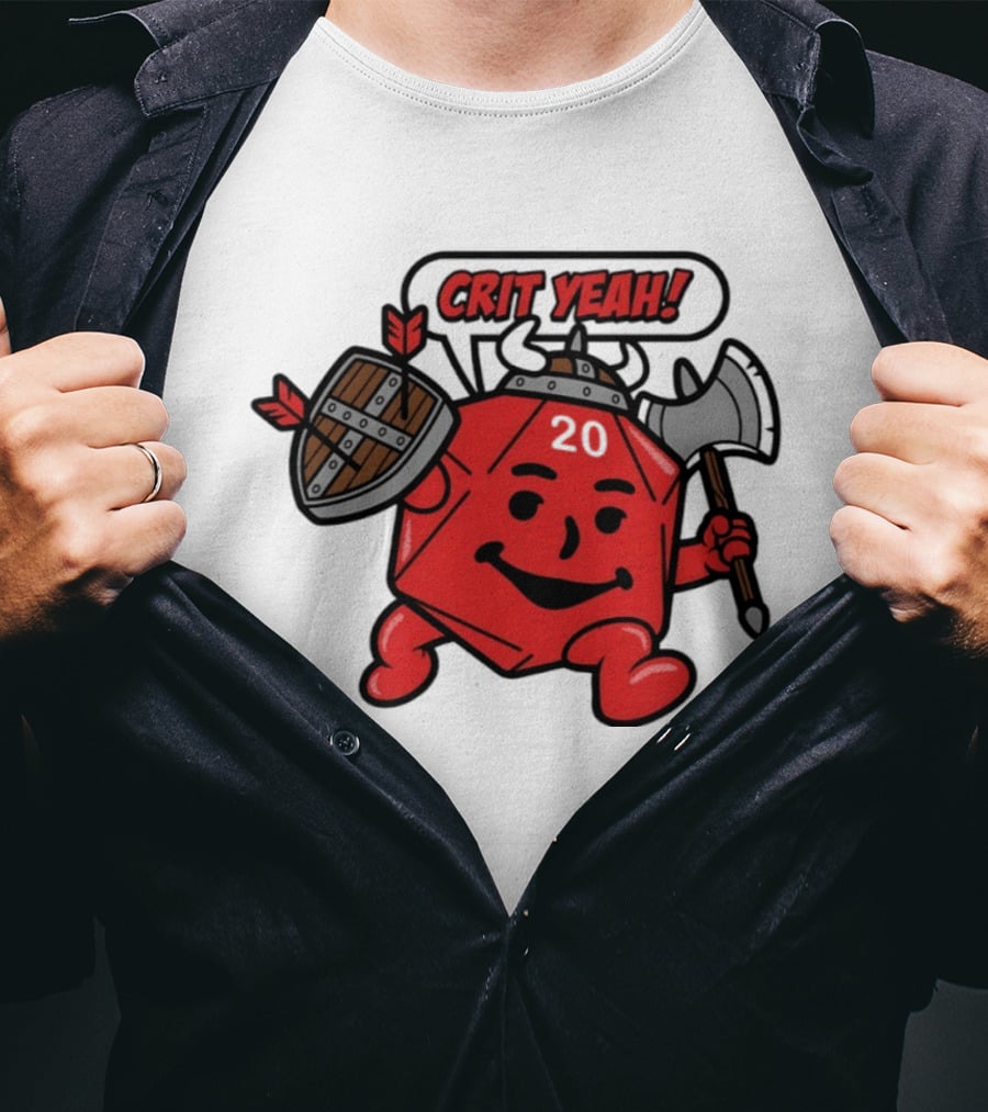 Crit Yeah D20 Viking Dice With Axe And Shield T-Shirt