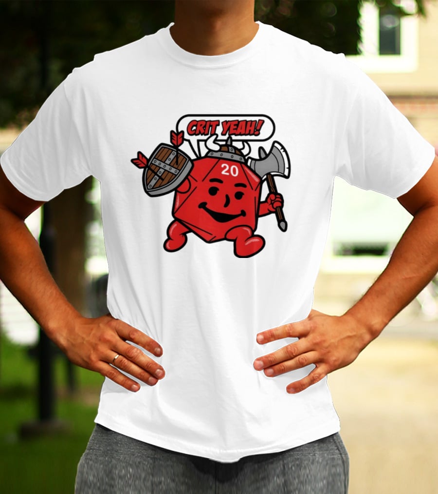 Crit Yeah D20 Viking Dice With Axe And Shield T-Shirt