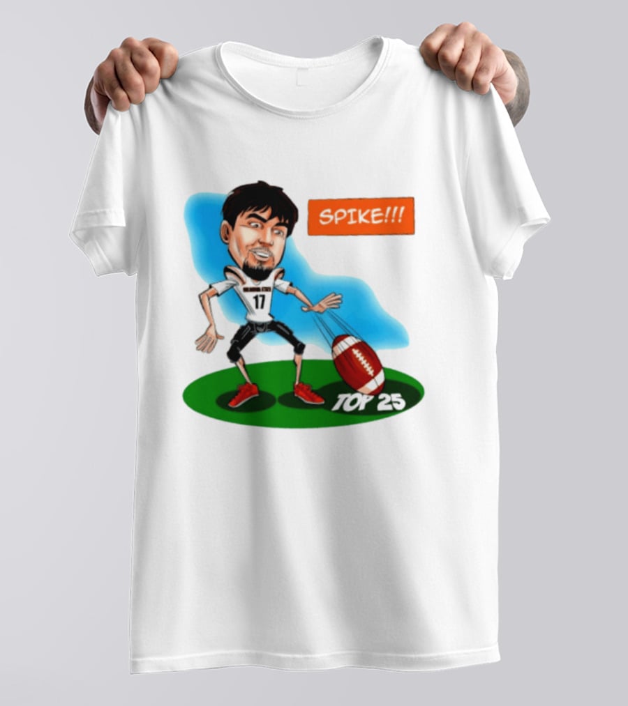 Drew Mestemaker Oklahoma State Football Spike Top 25 Player Caricature T-Shirt