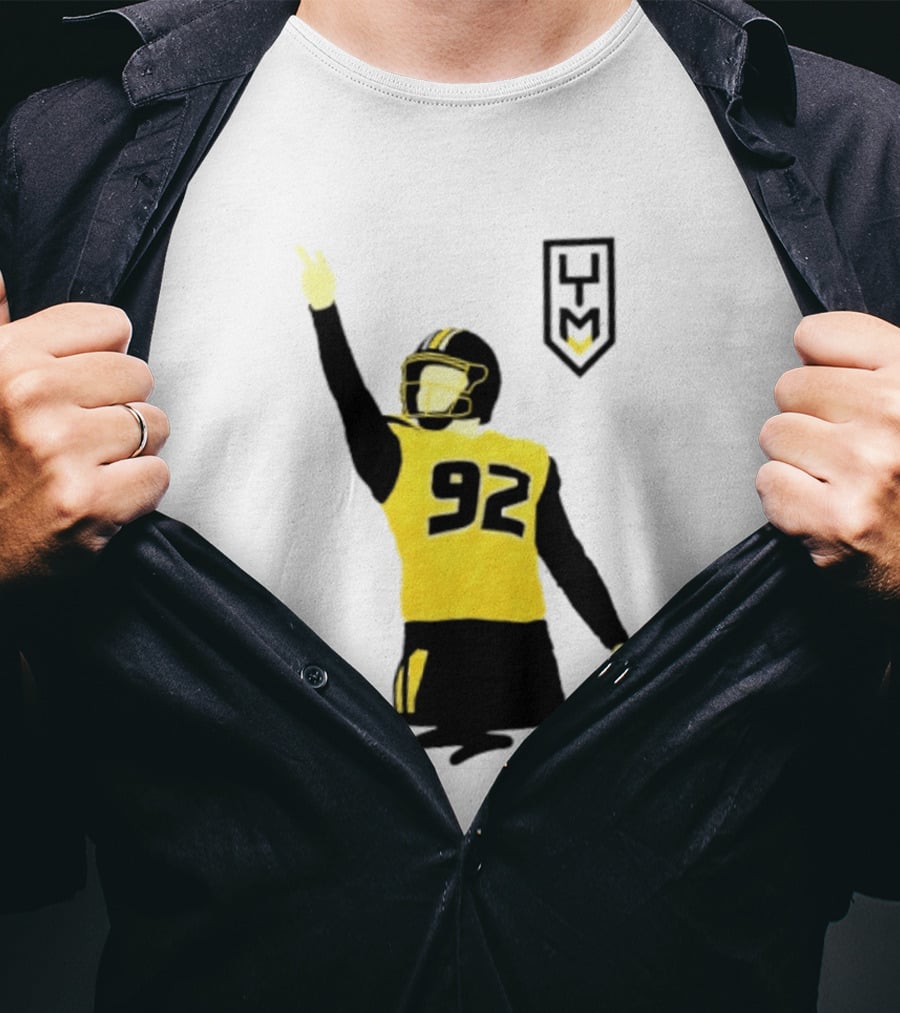 Harrison Mevis 92 Los Angeles Rams The Thiccer Kicker Football Player Quarterback Iconic Celebratory Pose T-Shirt