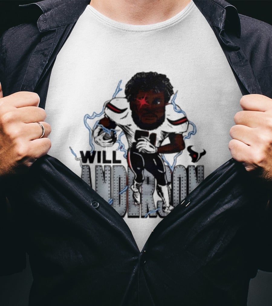 Houston Texans Will Anderson Jr Lightning Caricature Player T-Shirt