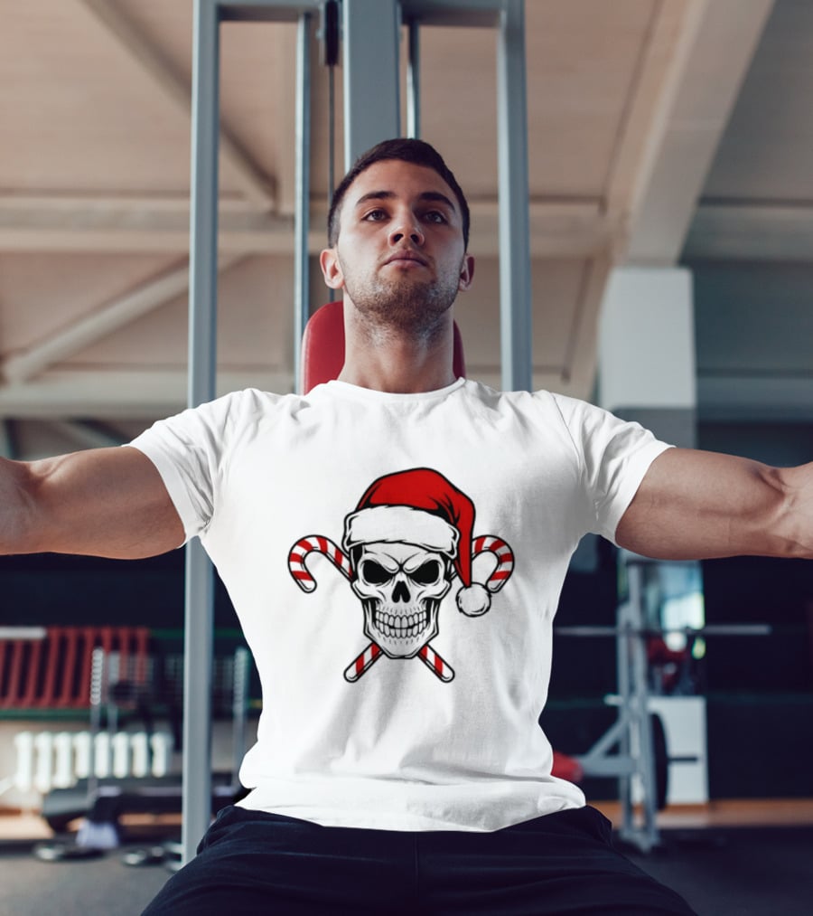 Referee Skullz Santa Skullz Christmas Candy Cane Skull T-Shirt