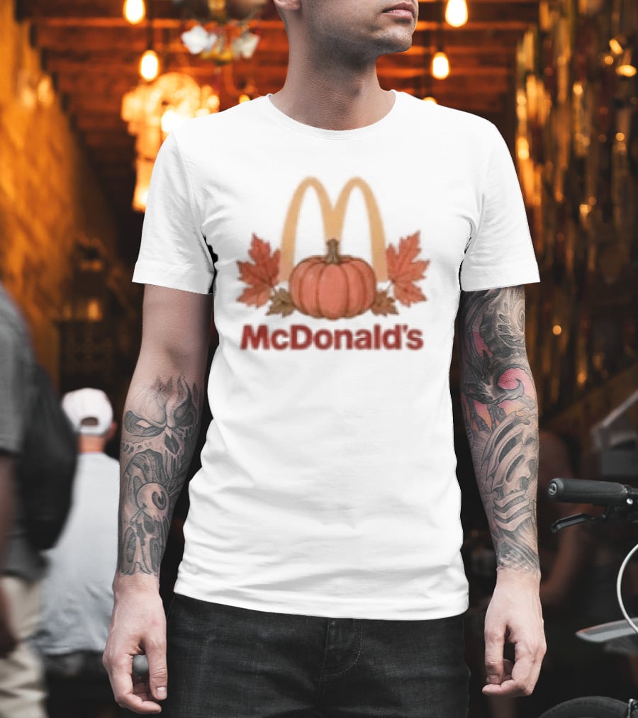 McDonald's Autumn Pumpkin Leaves Thankful Blessed Lovin It T-Shirt