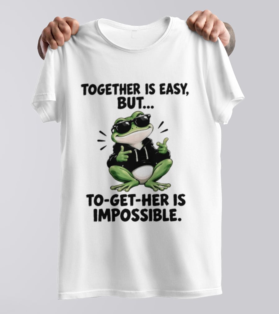 Together Is Easy But To Get Her Is Impossible Cool Frog And Sunglasses T-Shirt