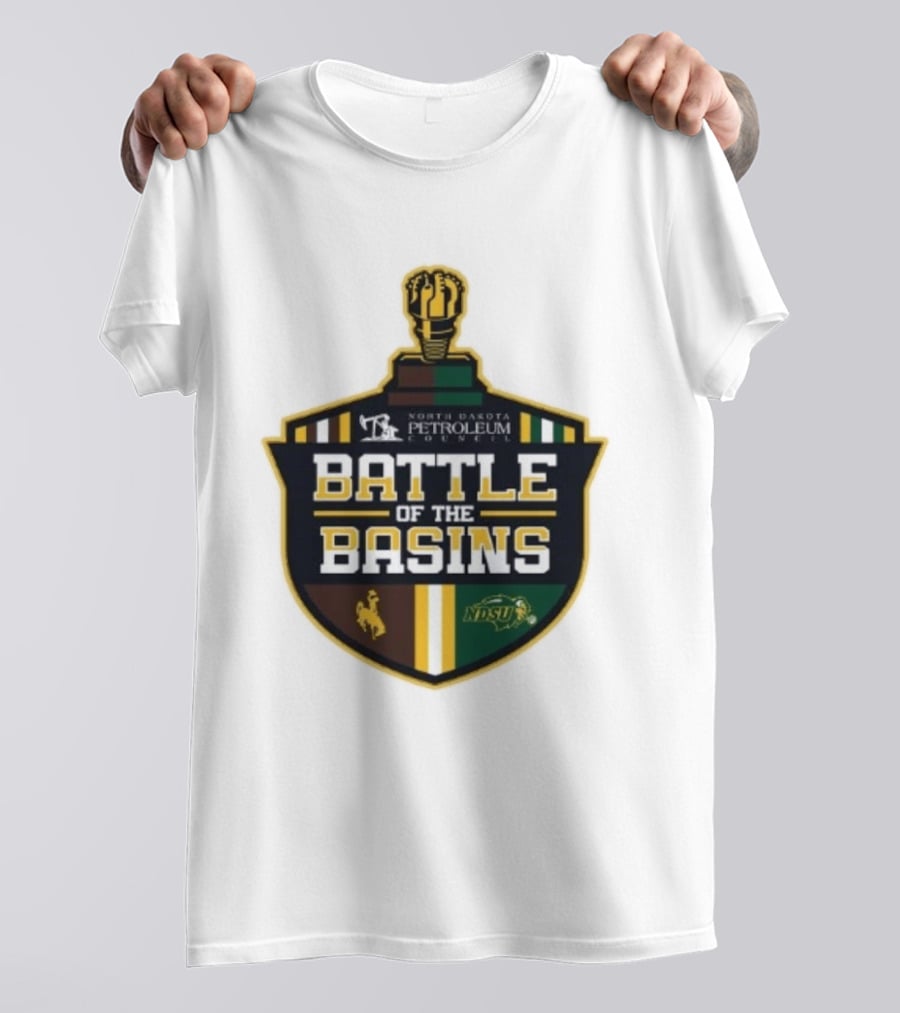 North Dakota Petroleum Council Battle Of The Basins Wyoming Cowboys Vs North Dakota State Bison T-Shirt