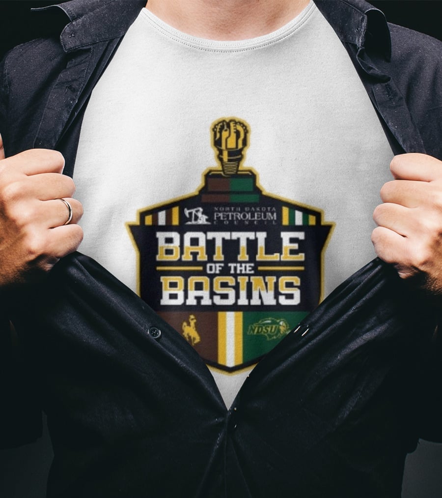 North Dakota Petroleum Council Battle Of The Basins Wyoming Cowboys Vs North Dakota State Bison T-Shirt